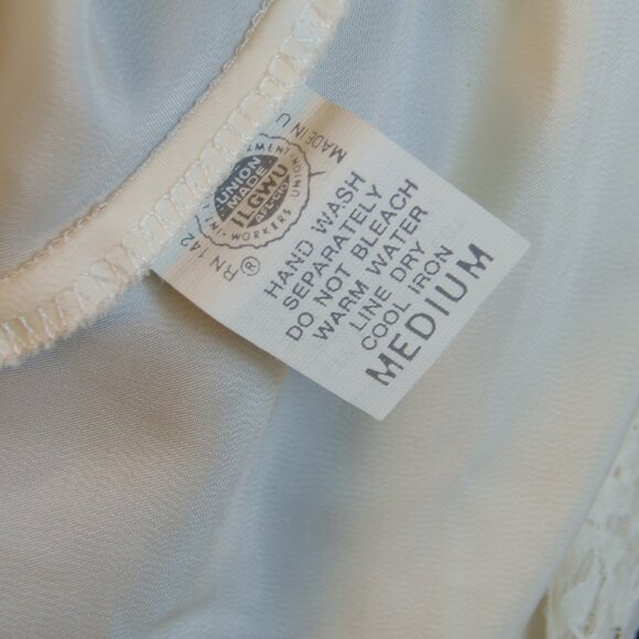 Vintage Christian Dior SZ MED Lace Trim Camisole Slip Top Ivory Satin Designer - Picture 4 of 11